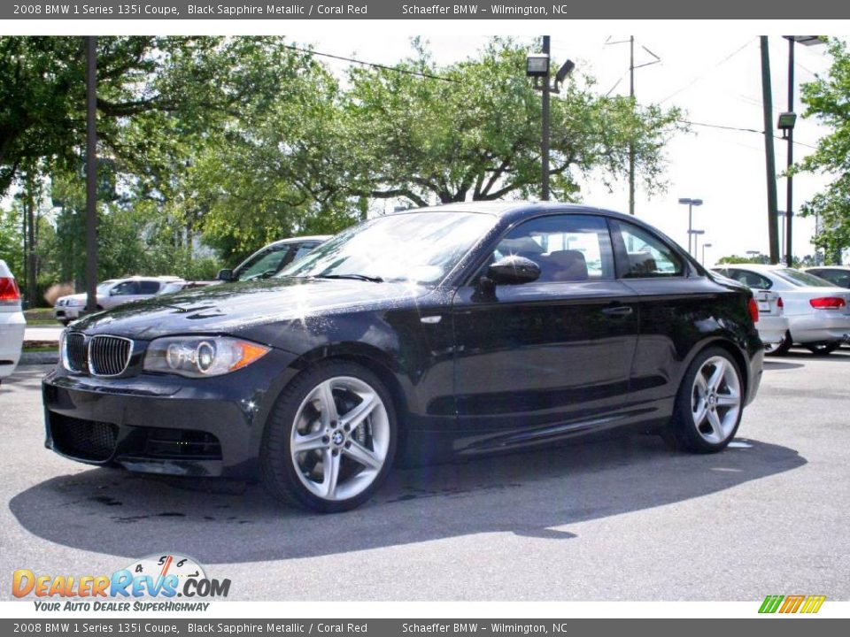 2008 BMW 1 Series 135i Coupe Black Sapphire Metallic / Coral Red Photo #3