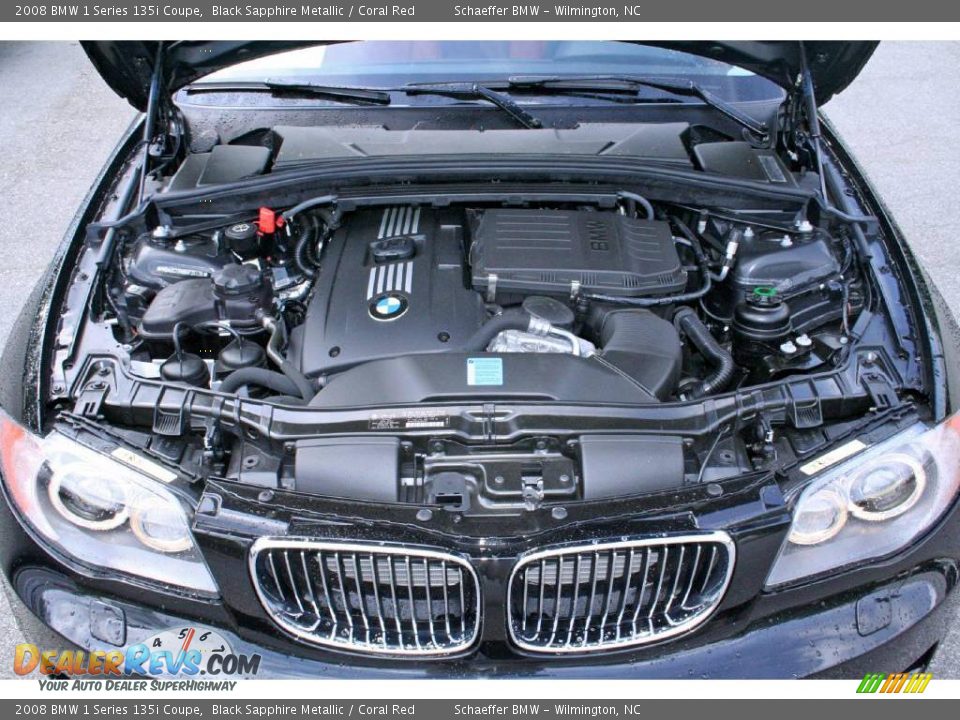 2008 BMW 1 Series 135i Coupe Black Sapphire Metallic / Coral Red Photo #10