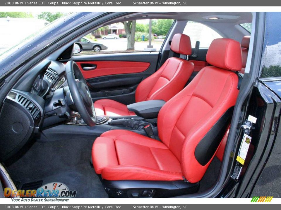 2008 BMW 1 Series 135i Coupe Black Sapphire Metallic / Coral Red Photo #11