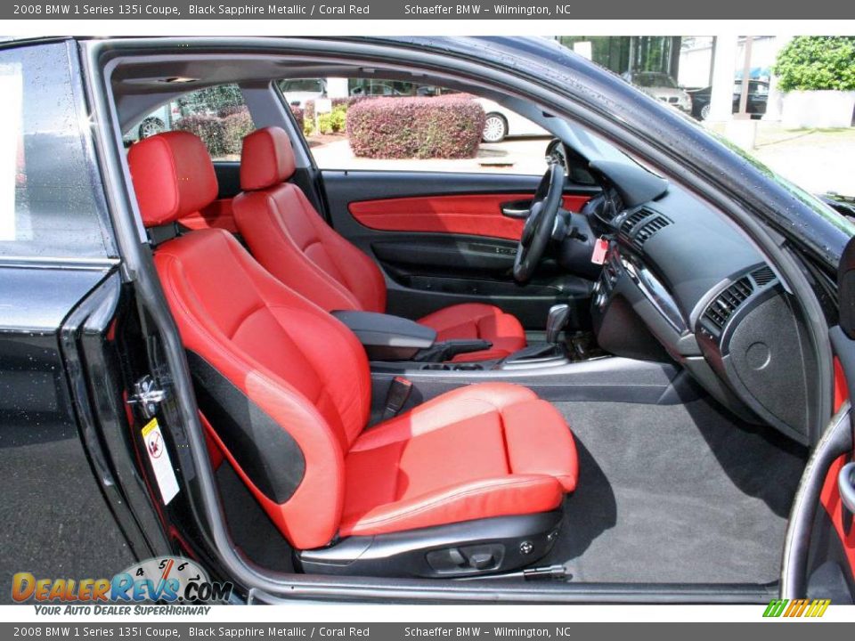 2008 BMW 1 Series 135i Coupe Black Sapphire Metallic / Coral Red Photo #12