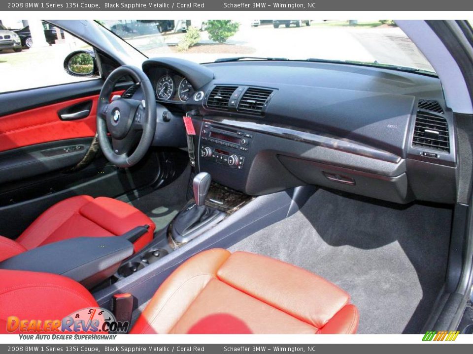 2008 BMW 1 Series 135i Coupe Black Sapphire Metallic / Coral Red Photo #13