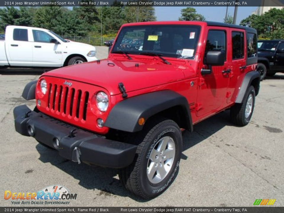 2014 Jeep Wrangler Unlimited Sport 4x4 Flame Red / Black Photo #2