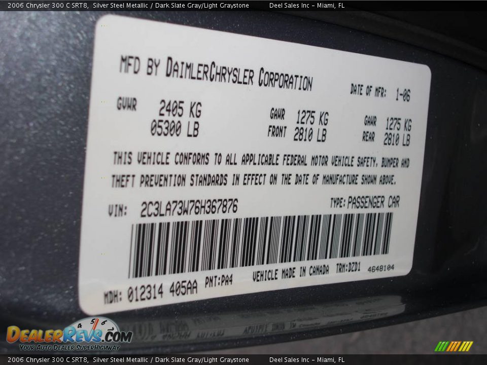 2006 Chrysler 300 C SRT8 Silver Steel Metallic / Dark Slate Gray/Light Graystone Photo #16