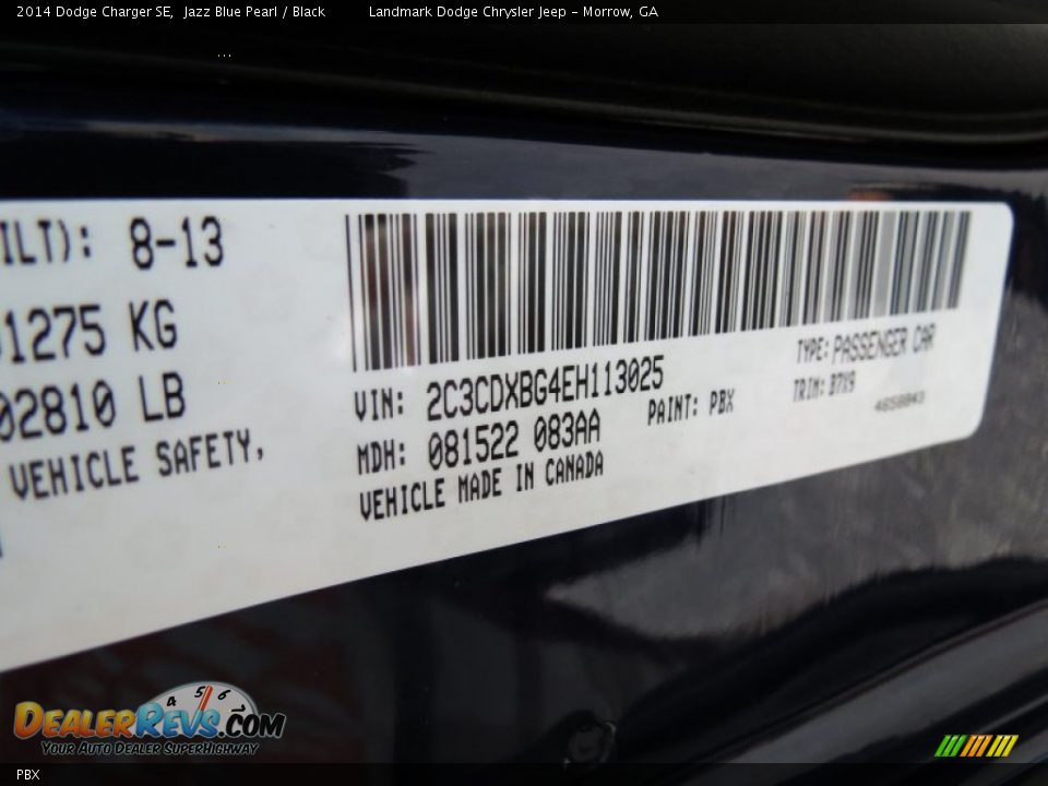 Dodge Color Code PBX Jazz Blue Pearl