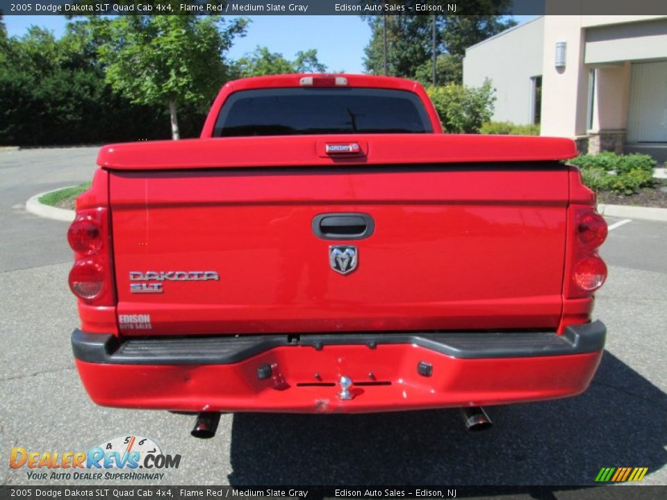 2005 Dodge Dakota SLT Quad Cab 4x4 Flame Red / Medium Slate Gray Photo #6