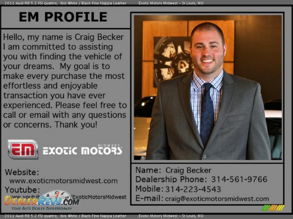 Dealer Info of 2011 Audi R8 5.2 FSI quattro Photo #31