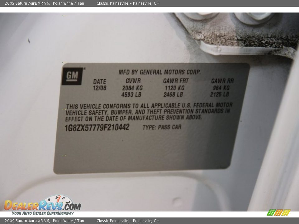 2009 Saturn Aura XR V6 Polar White / Tan Photo #18