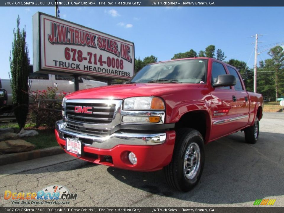 2007 GMC Sierra 2500HD Classic SLT Crew Cab 4x4 Fire Red / Medium Gray Photo #1