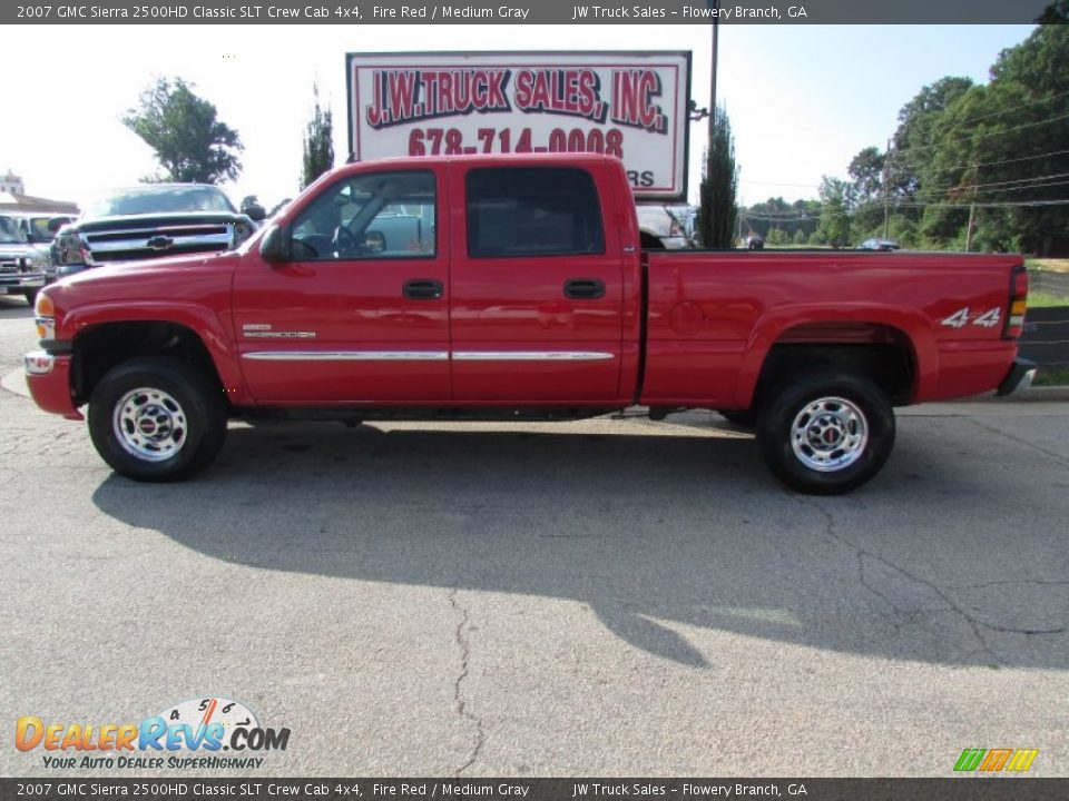 2007 GMC Sierra 2500HD Classic SLT Crew Cab 4x4 Fire Red / Medium Gray Photo #3
