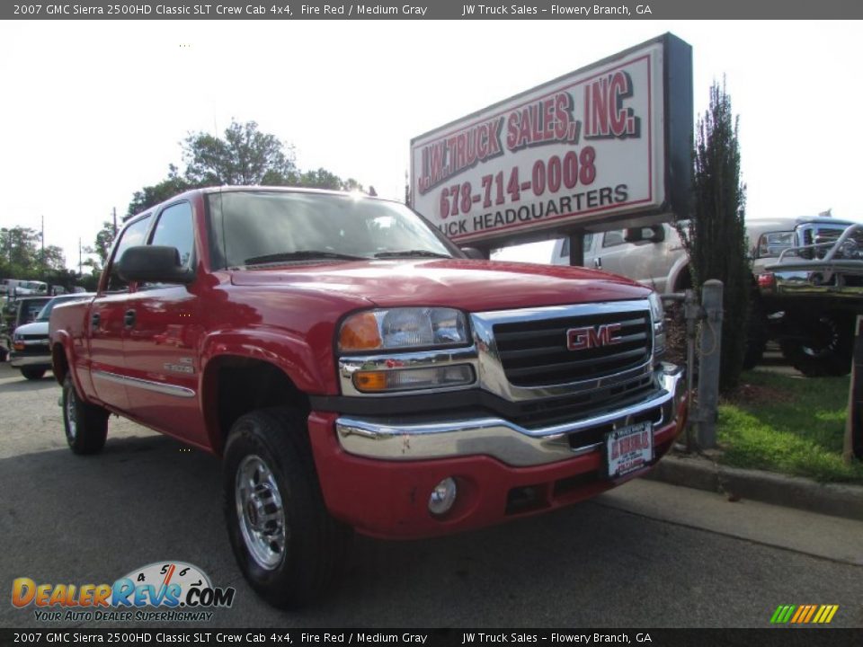 2007 GMC Sierra 2500HD Classic SLT Crew Cab 4x4 Fire Red / Medium Gray Photo #11