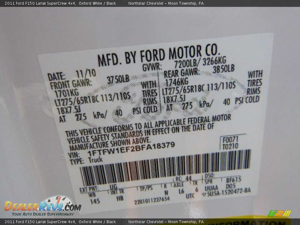 2011 Ford F150 Lariat SuperCrew 4x4 Oxford White / Black Photo #19