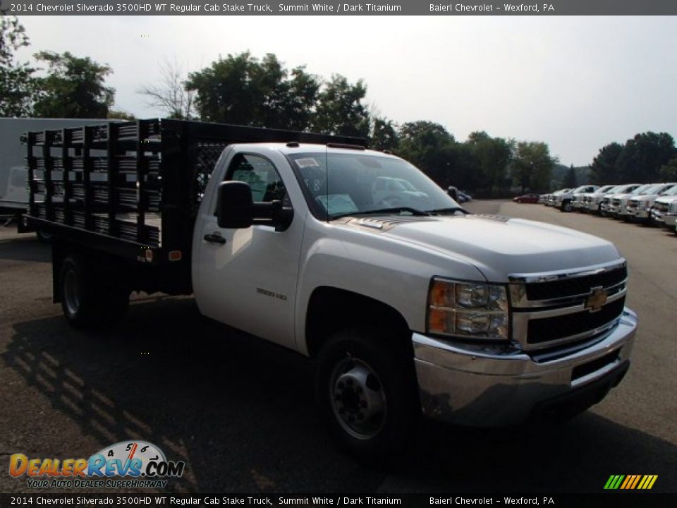 2014 Chevrolet Silverado 3500HD WT Regular Cab Stake Truck Summit White / Dark Titanium Photo #4