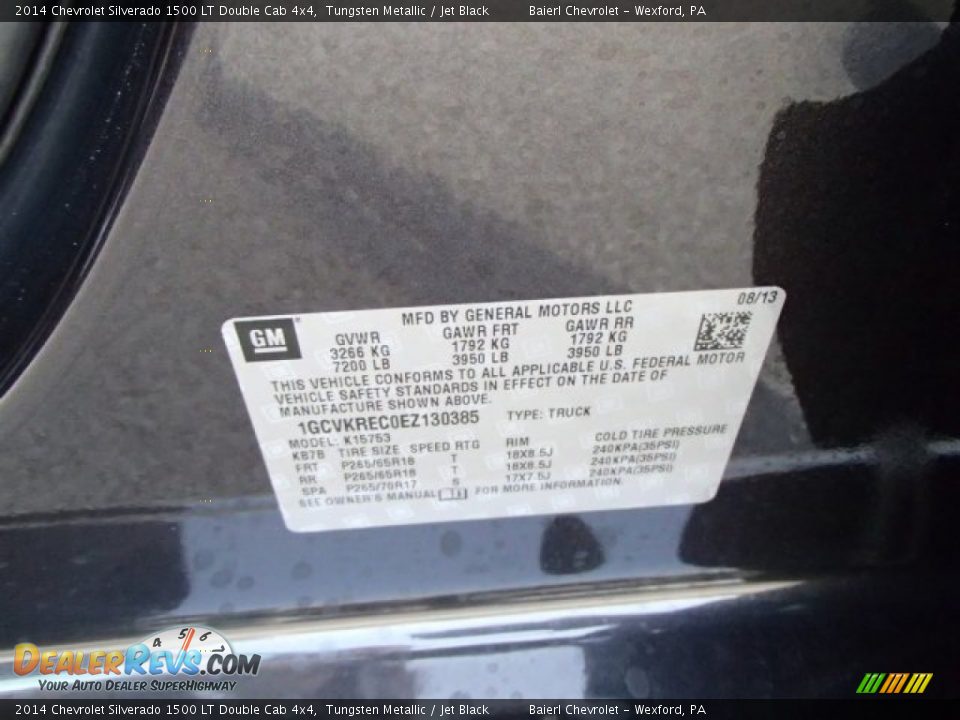2014 Chevrolet Silverado 1500 LT Double Cab 4x4 Tungsten Metallic / Jet Black Photo #20