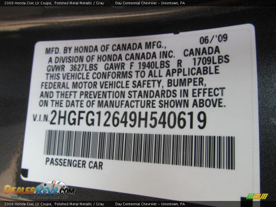 2009 Honda Civic LX Coupe Polished Metal Metallic / Gray Photo #19