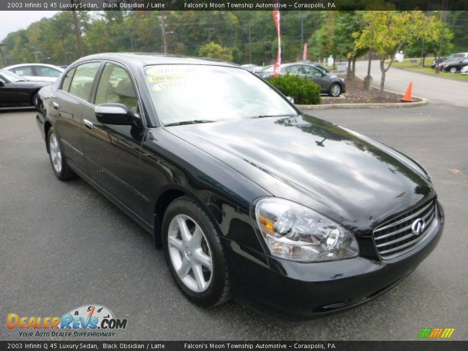 2003 Infiniti Q 45 Luxury Sedan Black Obsidian / Latte Photo #6
