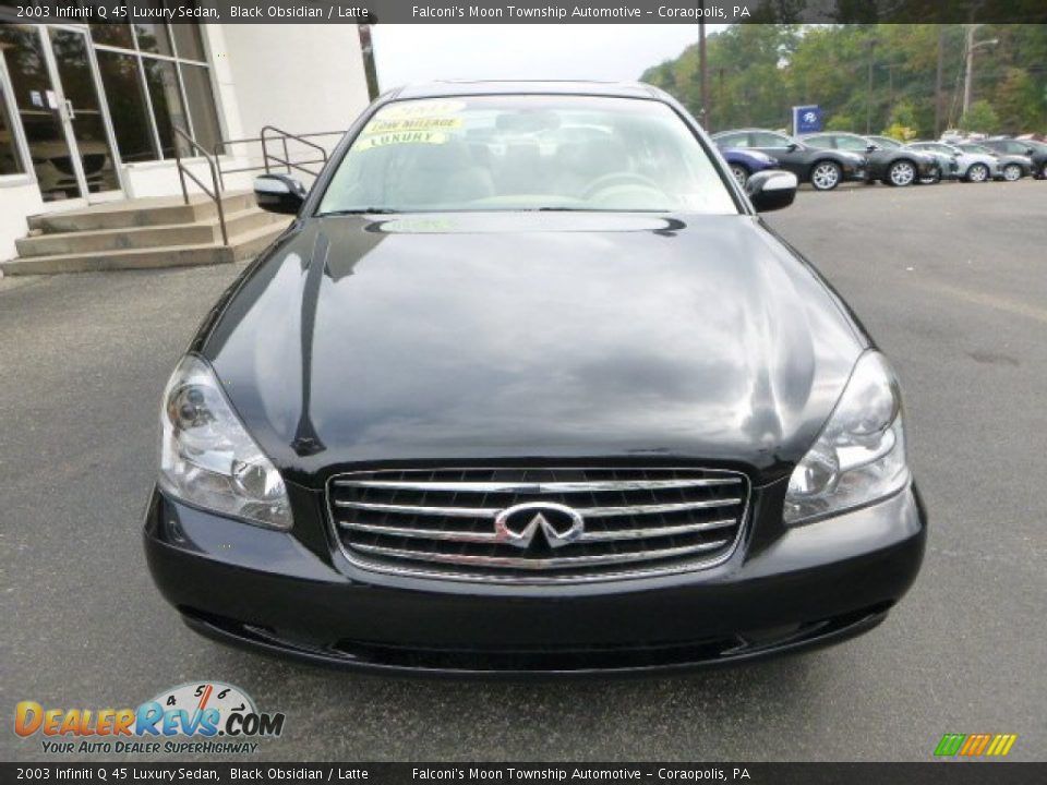 2003 Infiniti Q 45 Luxury Sedan Black Obsidian / Latte Photo #7