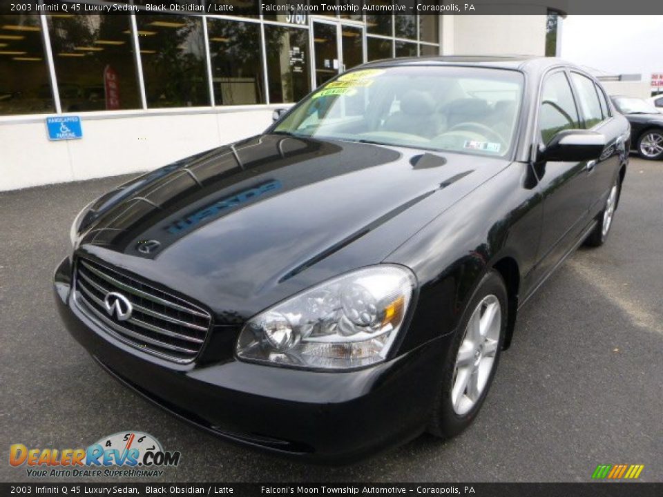 2003 Infiniti Q 45 Luxury Sedan Black Obsidian / Latte Photo #8