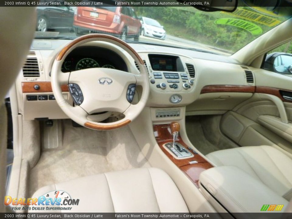 2003 Infiniti Q 45 Luxury Sedan Black Obsidian / Latte Photo #18