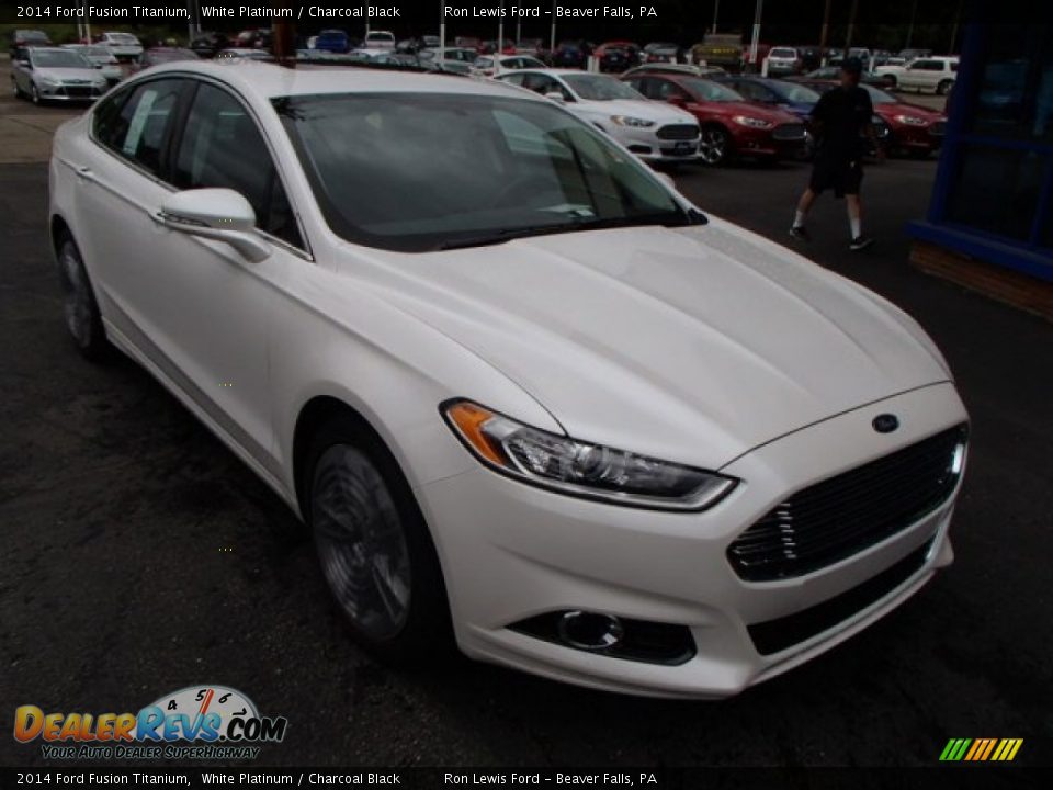 2014 Ford Fusion Titanium White Platinum / Charcoal Black Photo #2