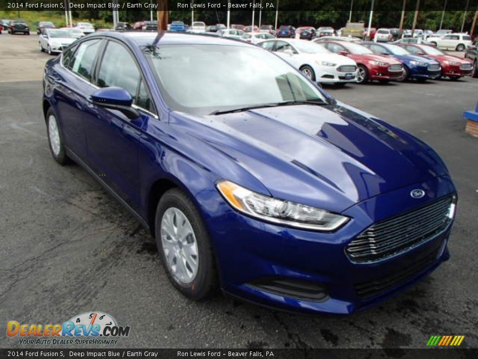 2014 Ford Fusion S Deep Impact Blue / Earth Gray Photo #2