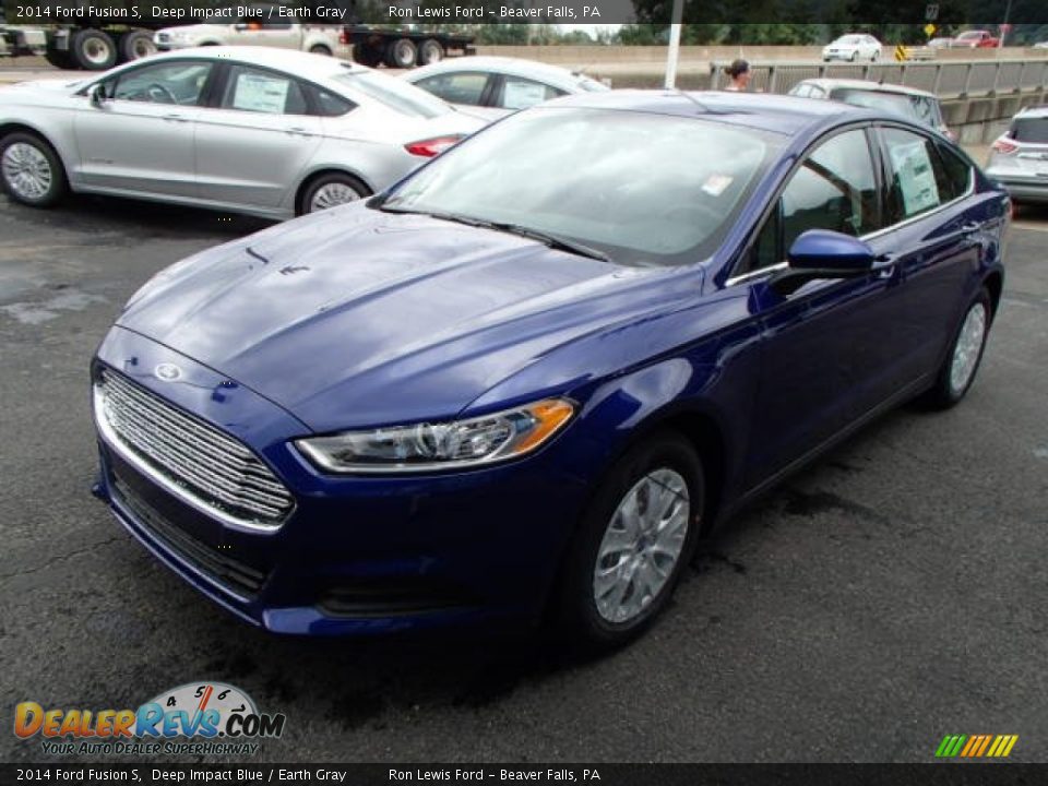 2014 Ford Fusion S Deep Impact Blue / Earth Gray Photo #4