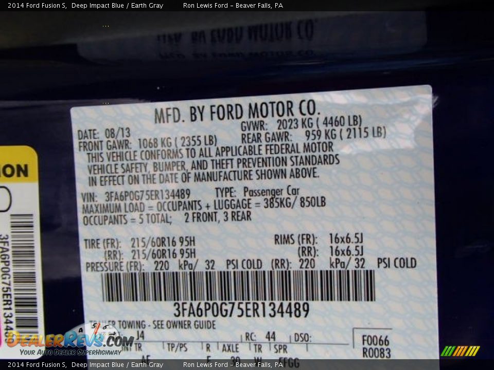 2014 Ford Fusion S Deep Impact Blue / Earth Gray Photo #20