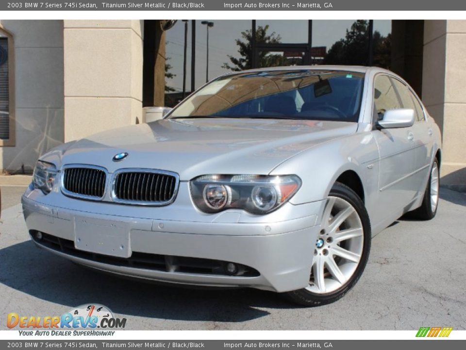 2003 BMW 7 Series 745i Sedan Titanium Silver Metallic / Black/Black Photo #1