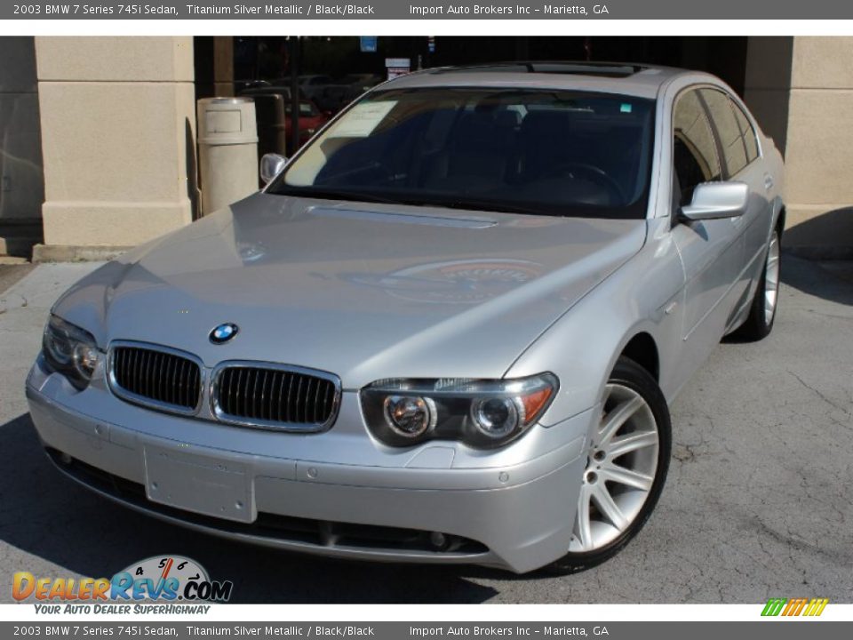 2003 BMW 7 Series 745i Sedan Titanium Silver Metallic / Black/Black Photo #2