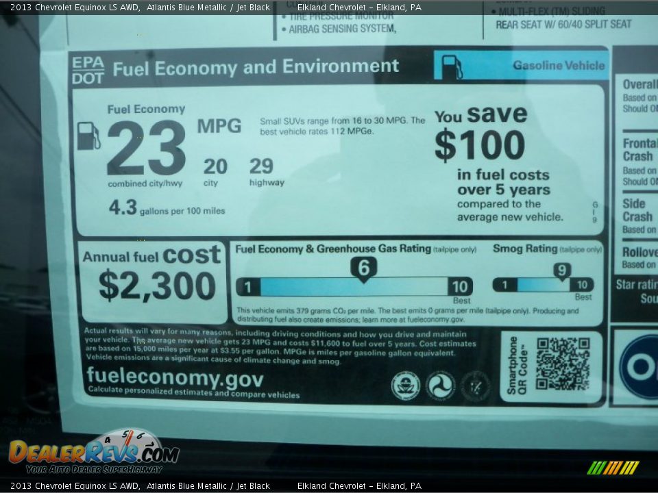 2013 Chevrolet Equinox LS AWD Atlantis Blue Metallic / Jet Black Photo #31