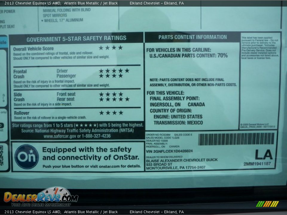 2013 Chevrolet Equinox LS AWD Atlantis Blue Metallic / Jet Black Photo #32