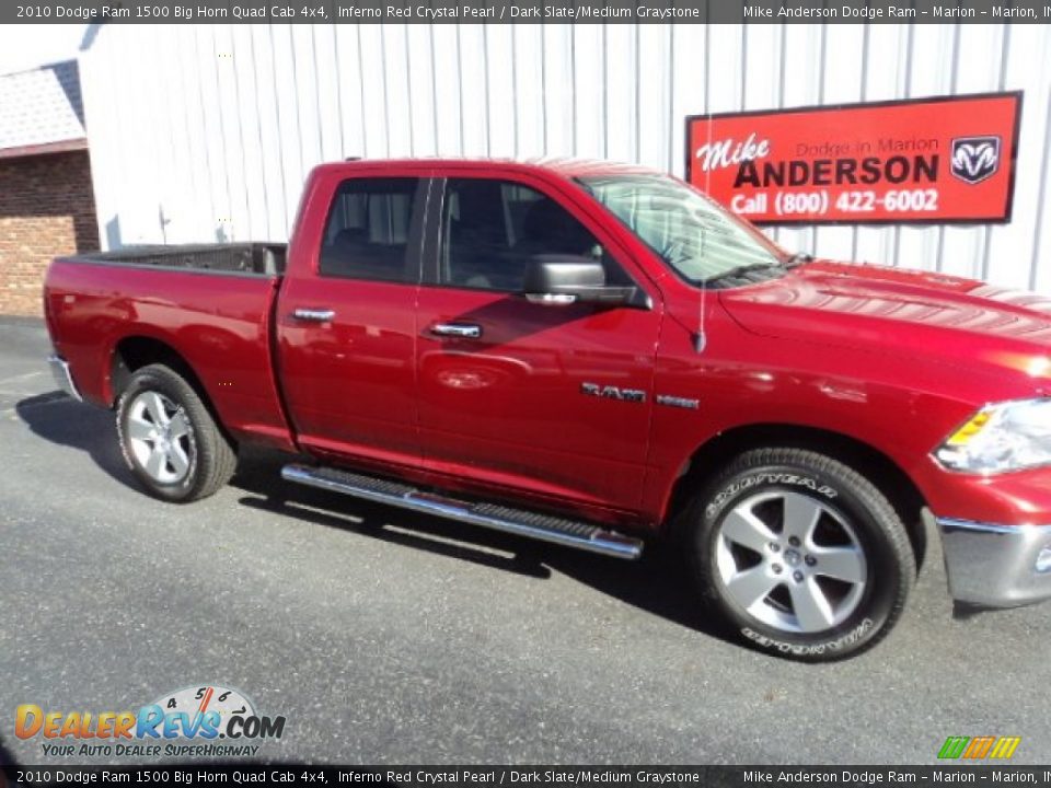 2010 Dodge Ram 1500 Big Horn Quad Cab 4x4 Inferno Red Crystal Pearl / Dark Slate/Medium Graystone Photo #2