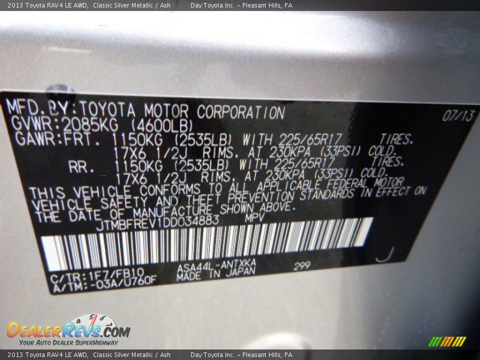 2013 Toyota RAV4 LE AWD Classic Silver Metallic / Ash Photo #18