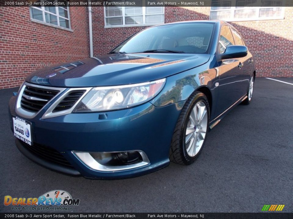 2008 Saab 9-3 Aero Sport Sedan Fusion Blue Metallic / Parchment/Black Photo #1