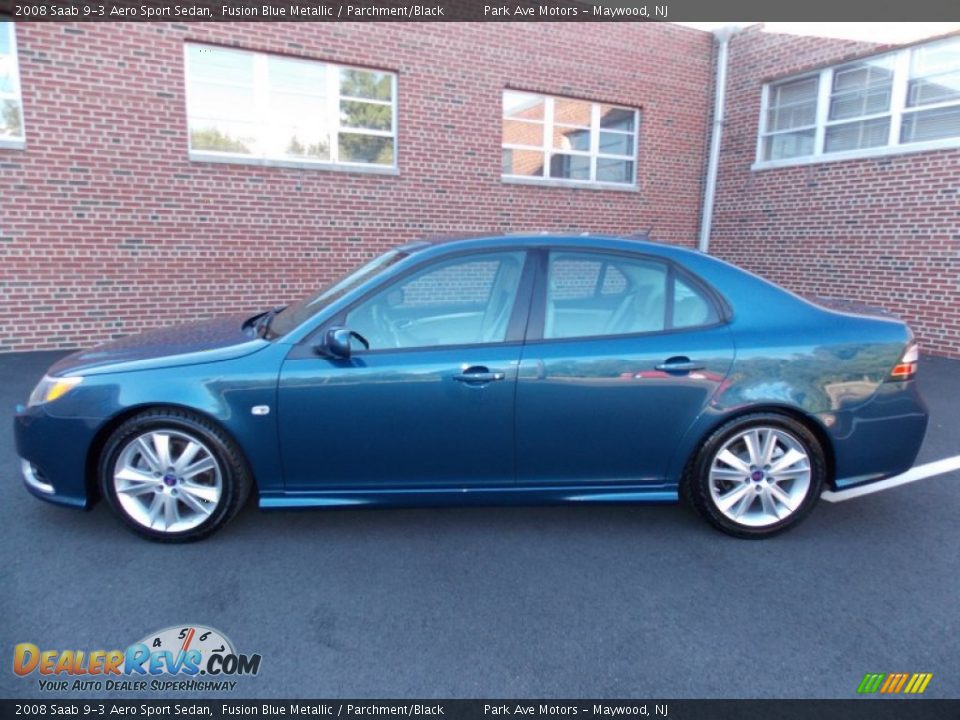 2008 Saab 9-3 Aero Sport Sedan Fusion Blue Metallic / Parchment/Black Photo #2