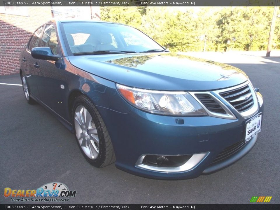 2008 Saab 9-3 Aero Sport Sedan Fusion Blue Metallic / Parchment/Black Photo #7