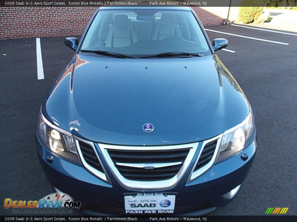 2008 Saab 9-3 Aero Sport Sedan Fusion Blue Metallic / Parchment/Black Photo #9