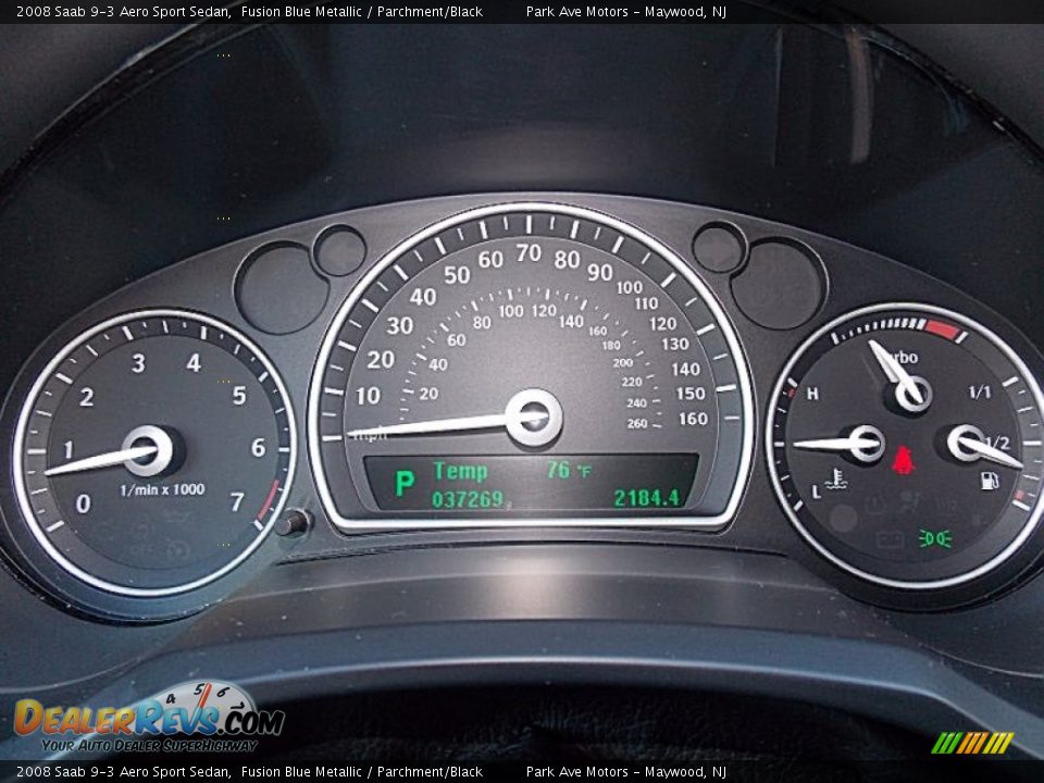 2008 Saab 9-3 Aero Sport Sedan Fusion Blue Metallic / Parchment/Black Photo #32