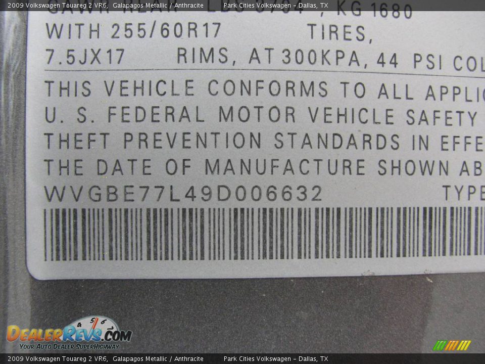 2009 Volkswagen Touareg 2 VR6 Galapagos Metallic / Anthracite Photo #18