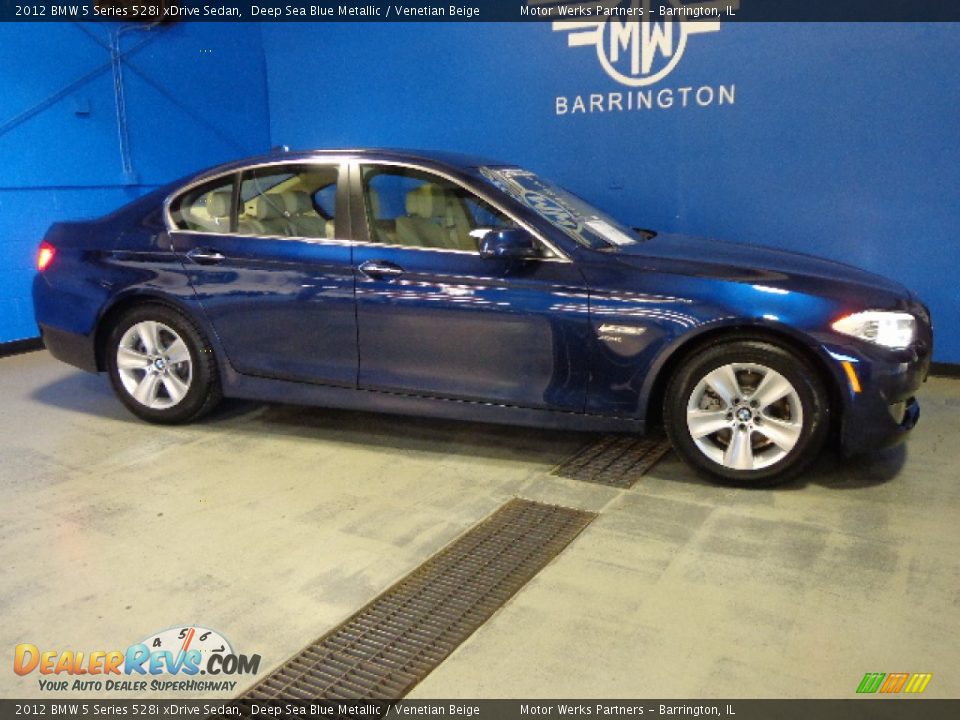 2012 BMW 5 Series 528i xDrive Sedan Deep Sea Blue Metallic / Venetian Beige Photo #4
