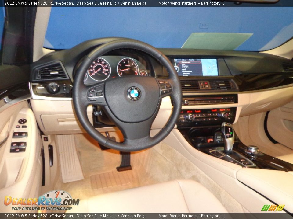 2012 BMW 5 Series 528i xDrive Sedan Deep Sea Blue Metallic / Venetian Beige Photo #28