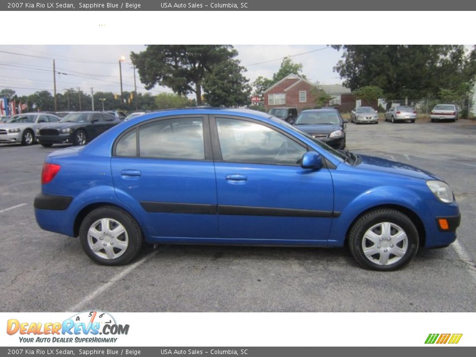 2007 Kia Rio LX Sedan Sapphire Blue / Beige Photo #1