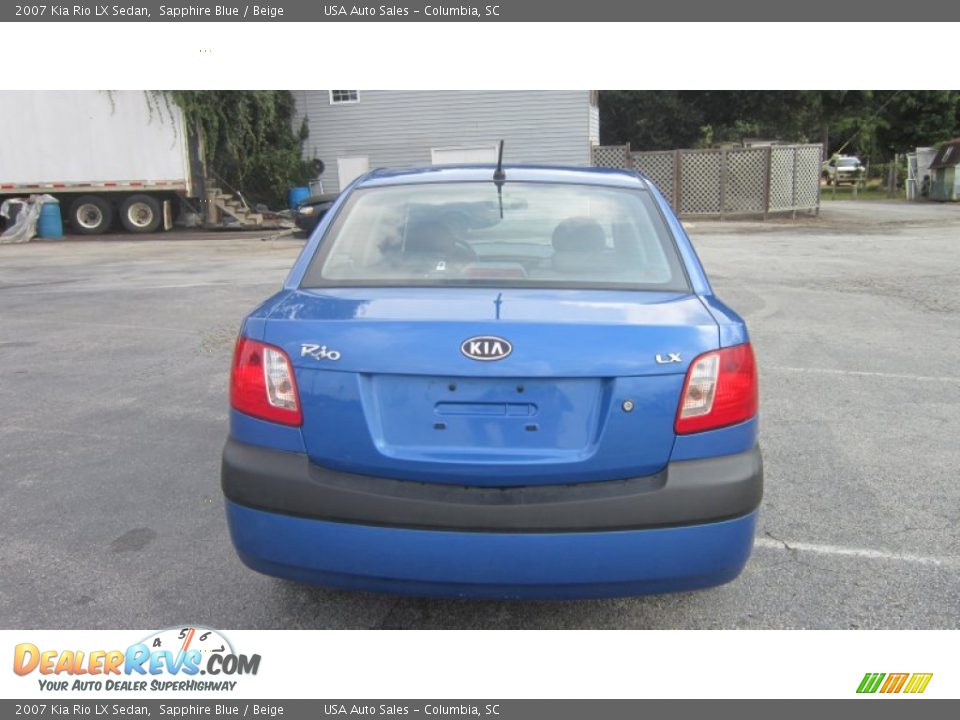 2007 Kia Rio LX Sedan Sapphire Blue / Beige Photo #2