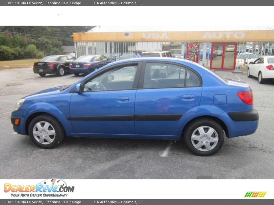 2007 Kia Rio LX Sedan Sapphire Blue / Beige Photo #3