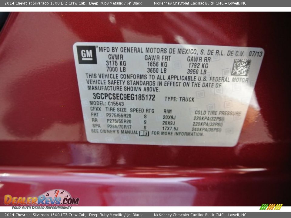 2014 Chevrolet Silverado 1500 LTZ Crew Cab Deep Ruby Metallic / Jet Black Photo #7