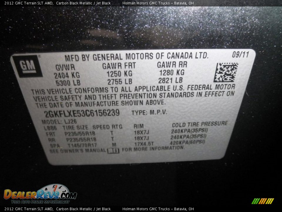 2012 GMC Terrain SLT AWD Carbon Black Metallic / Jet Black Photo #5
