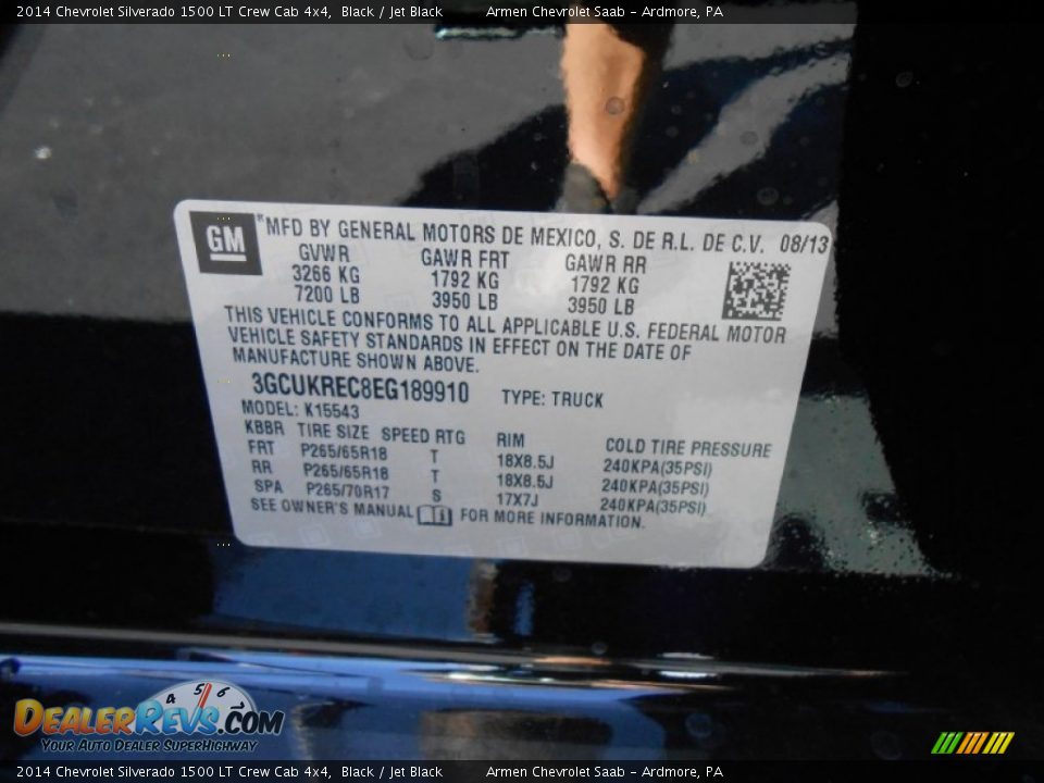 2014 Chevrolet Silverado 1500 LT Crew Cab 4x4 Black / Jet Black Photo #14