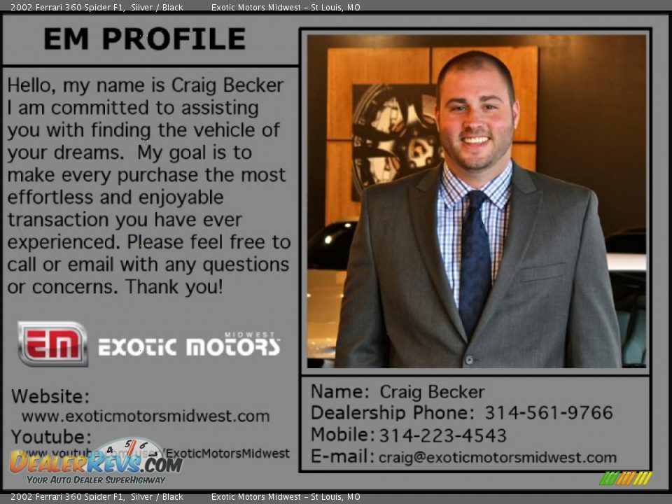 Dealer Info of 2002 Ferrari 360 Spider F1 Photo #9
