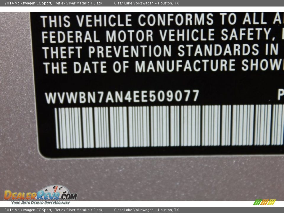 2014 Volkswagen CC Sport Reflex Silver Metallic / Black Photo #33