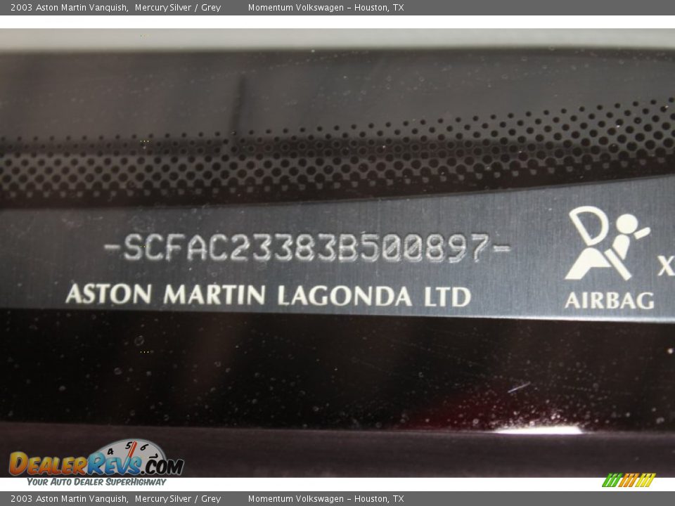 2003 Aston Martin Vanquish Mercury Silver / Grey Photo #36