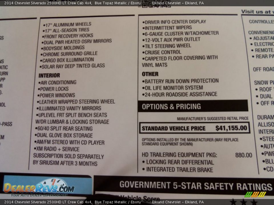 2014 Chevrolet Silverado 2500HD LT Crew Cab 4x4 Window Sticker Photo #20